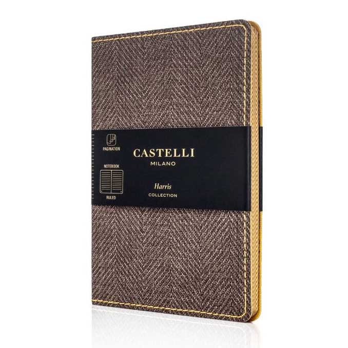 Castelli Harris Pocket Ruled Tobacco Brown Notebook